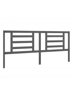 Testiera per Letto Grigia 206x4x100cm in Legno Massello di Pino 2