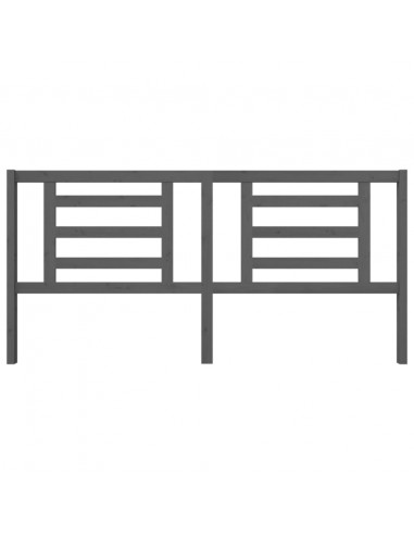 Testiera per Letto Grigia 206x4x100cm in Legno Massello di Pino