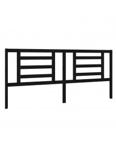 Testiera per Letto Nera 206x4x100 cm in Legno Massello di Pino 2
