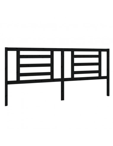 Testiera per Letto Nera 206x4x100 cm in Legno Massello di Pino