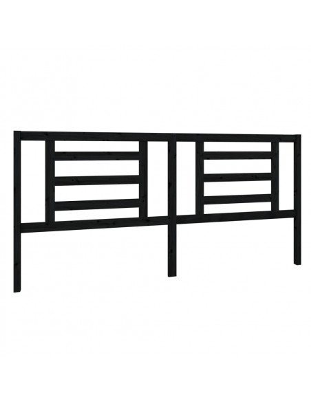 Testiera per Letto Nera 206x4x100 cm in Legno Massello di Pino