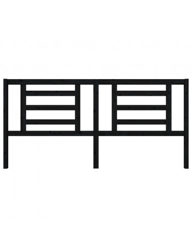 Testiera per Letto Nera 206x4x100 cm in Legno Massello di Pino