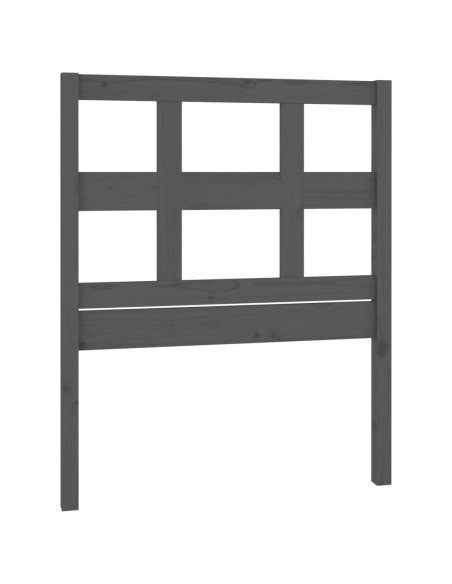 Testiera Letto Grigia 80,5x4x100 cm in Legno Massello di Pino
