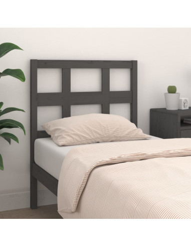 Testiera Letto Grigia 80,5x4x100 cm in Legno Massello di Pino
