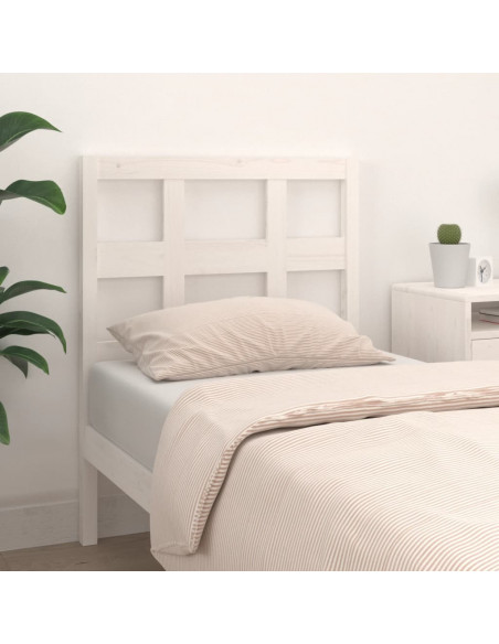 Testiera per Letto Bianca 95,5x4x100 cm Legno Massello di Pino