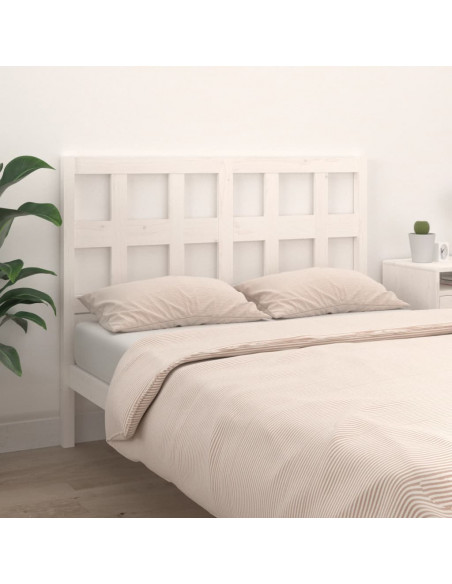 Testiera per Letto Bianca 145,5x4x100 cm Legno Massello di Pino