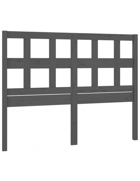 Testiera per Letto Grigia 145,5x4x100 cm Legno Massello di Pino