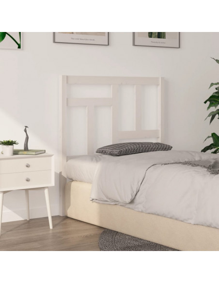 Testiera per Letto Bianca 95,5x4x100 cm Legno Massello di Pino