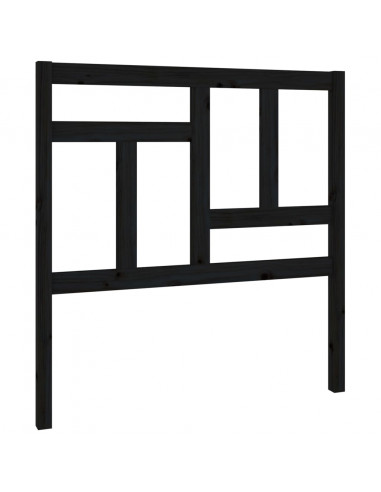 Testiera per Letto Nera 95,5x4x100 cm in Legno Massello di Pino