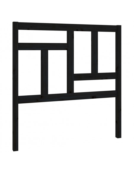 Testiera per Letto Nera 95,5x4x100 cm in Legno Massello di Pino
