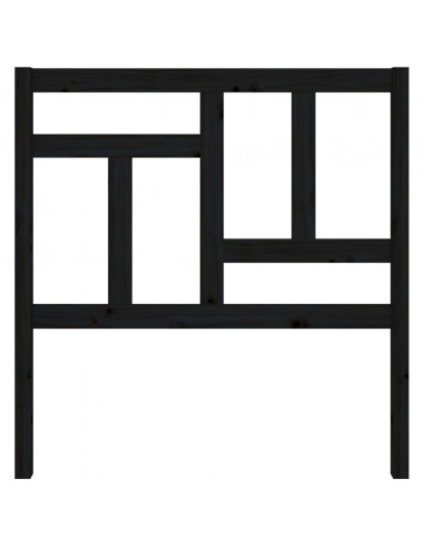 Testiera per Letto Nera 95,5x4x100 cm in Legno Massello di Pino