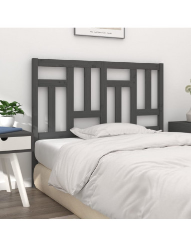 Testiera per Letto Grigia 125,5x4x100 cm Legno Massello di Pino