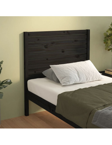Testiera per Letto Nera 96x4x100 cm in Legno Massello di Pino
