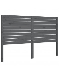 Testiera per Letto Grigia 126x4x100cm in Legno Massello di Pino 2