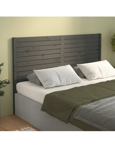 Testiera per Letto Grigia 126x4x100cm in Legno Massello di Pino