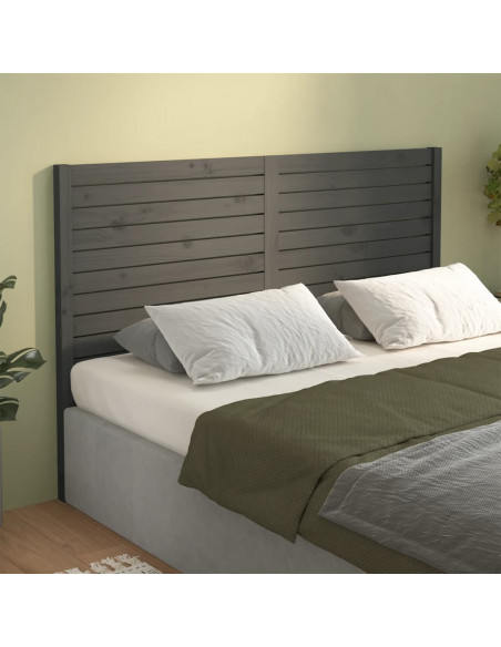 Testiera per Letto Grigia 126x4x100cm in Legno Massello di Pino