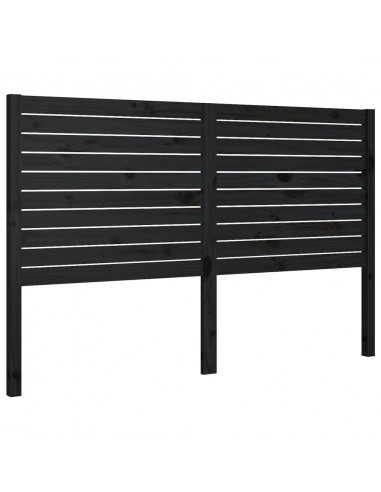 Testiera per Letto Nera 126x4x100 cm in Legno Massello di Pino