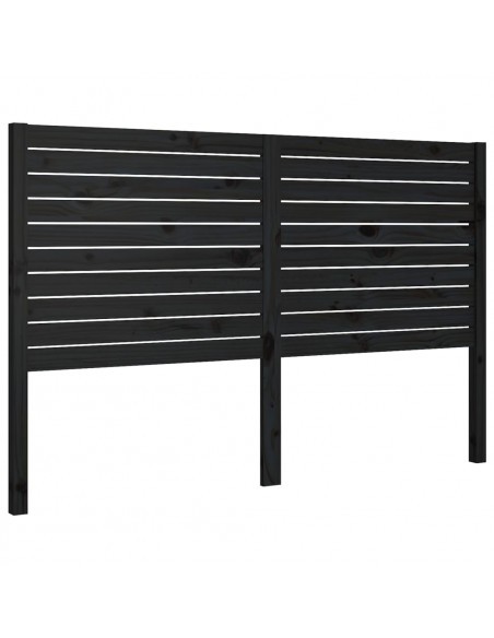 Testiera per Letto Nera 141x4x100 cm in Legno Massello di Pino