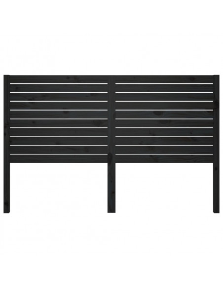 Testiera per Letto Nera 141x4x100 cm in Legno Massello di Pino