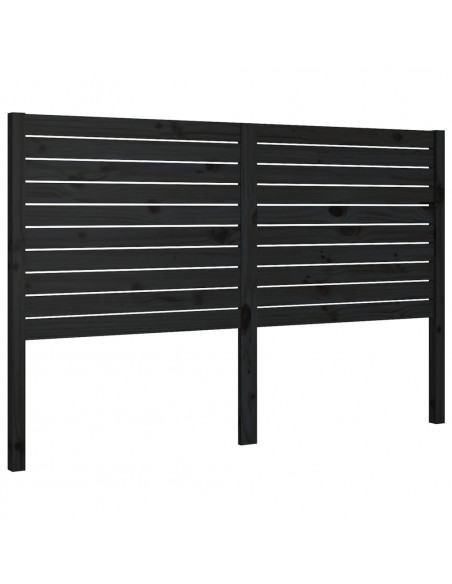 Testiera per Letto Nera 146x4x100 cm in Legno Massello di Pino