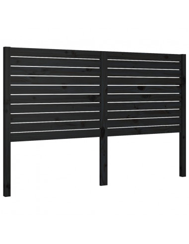 Testiera per Letto Nera 186x4x100 cm in Legno Massello di Pino