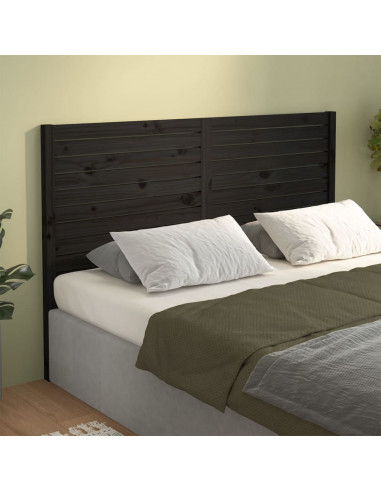 Testiera per Letto Nera 186x4x100 cm in Legno Massello di Pino
