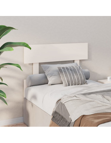 Testiera per Letto Bianca 93,5x3x81cm in Legno Massello di Pino