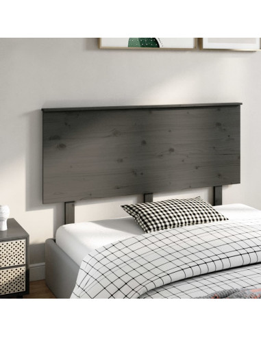 Testiera per Letto Grigia 144x6x82,5cm Legno Massello di Pino