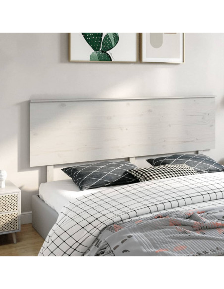Testiera per Letto Bianca 204x6x82,5 cm Legno Massello di Pino