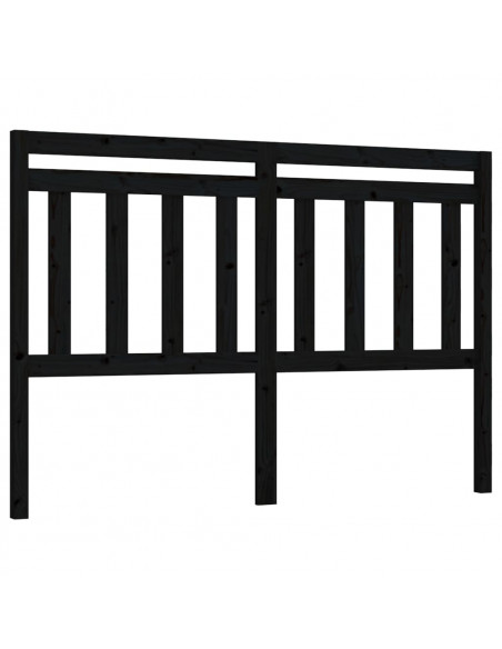 Testiera per Letto Nera 166x4x100 cm in Legno Massello di Pino