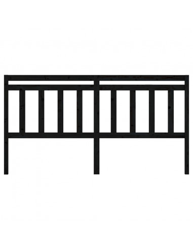Testiera per Letto Nera 206x4x100 cm in Legno Massello di Pino