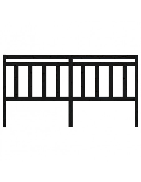 Testiera per Letto Nera 206x4x100 cm in Legno Massello di Pino