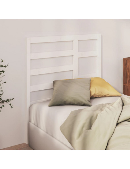 Testiera per Letto Bianca 81x4x104 cm in Legno Massello di Pino