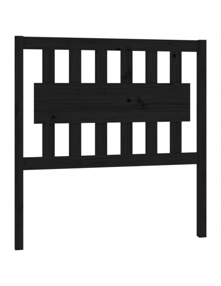 Testiera per Letto Nera 95,5x4x100 cm in Legno Massello di Pino