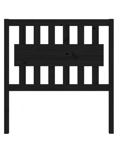 Testiera per Letto Nera 95,5x4x100 cm in Legno Massello di Pino