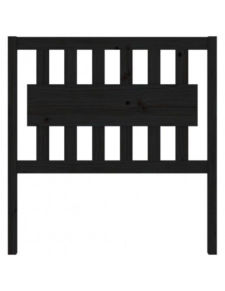 Testiera per Letto Nera 95,5x4x100 cm in Legno Massello di Pino