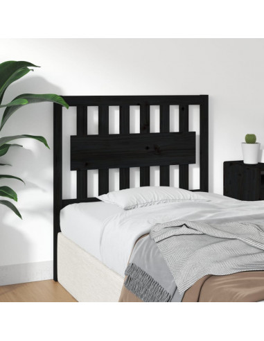 Testiera per Letto Nera 95,5x4x100 cm in Legno Massello di Pino