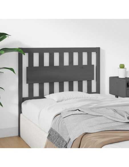 Testiera per Letto Grigia 105,5x4x100 cm Legno Massello di Pino