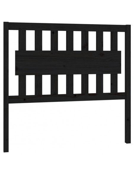 Testiera per Letto Nera 105,5x4x100cm in Legno Massello di Pino