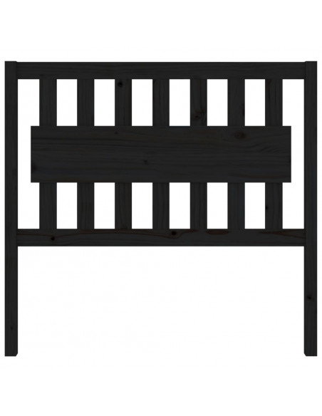 Testiera per Letto Nera 105,5x4x100cm in Legno Massello di Pino