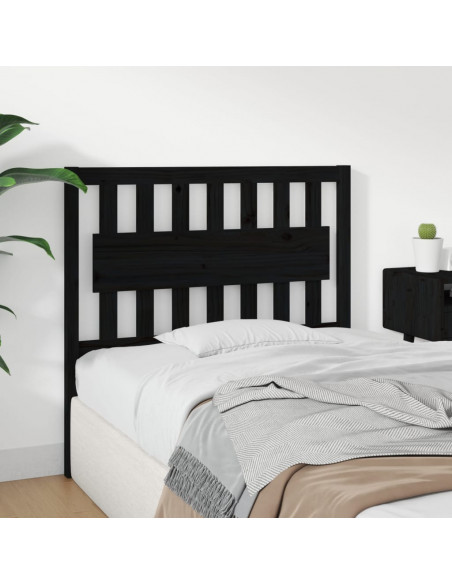 Testiera per Letto Nera 105,5x4x100cm in Legno Massello di Pino
