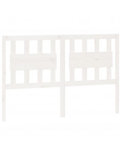 Testiera per Letto Bianca 125,5x4x100 cm Legno Massello di Pino 2