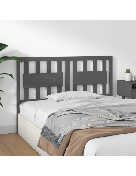 Testiera per Letto Grigia 125,5x4x100 cm Legno Massello di Pino