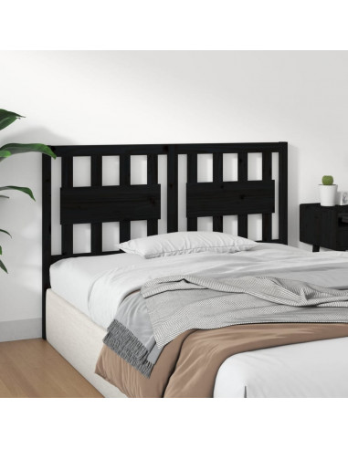 Testiera per Letto Nera 145,5x4x100cm in Legno Massello di Pino