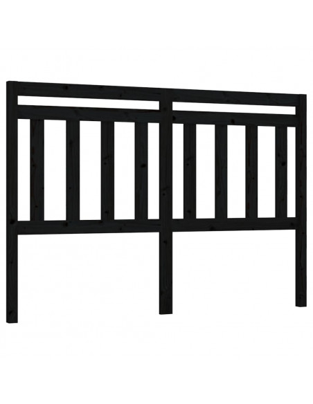 Testiera per Letto Nera 146x4x100 cm in Legno Massello di Pino