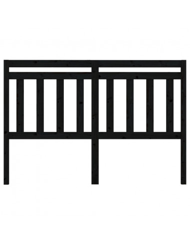 Testiera per Letto Nera 146x4x100 cm in Legno Massello di Pino
