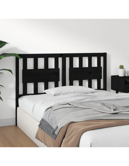 Testiera per Letto Nera 125,5x4x100cm in Legno Massello di Pino