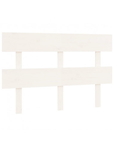 Testiera per Letto Bianca 124x3x81 cm in Legno Massello di Pino
