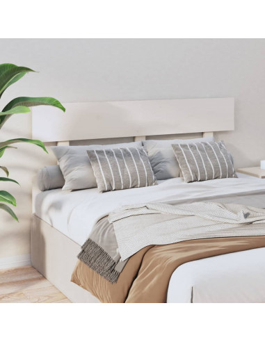 Testiera per Letto Bianca 124x3x81 cm in Legno Massello di Pino