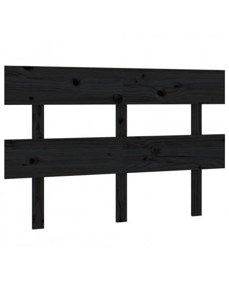 Testiera per Letto Nera 124x3x81 cm in Legno Massello di Pino